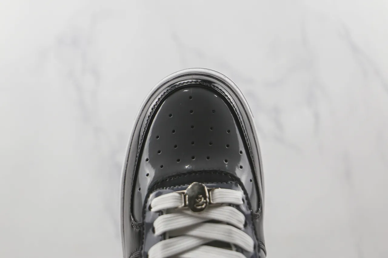 A Bathing Ape BAPE STA Glossy Black White Lifestyle Sneakers 6