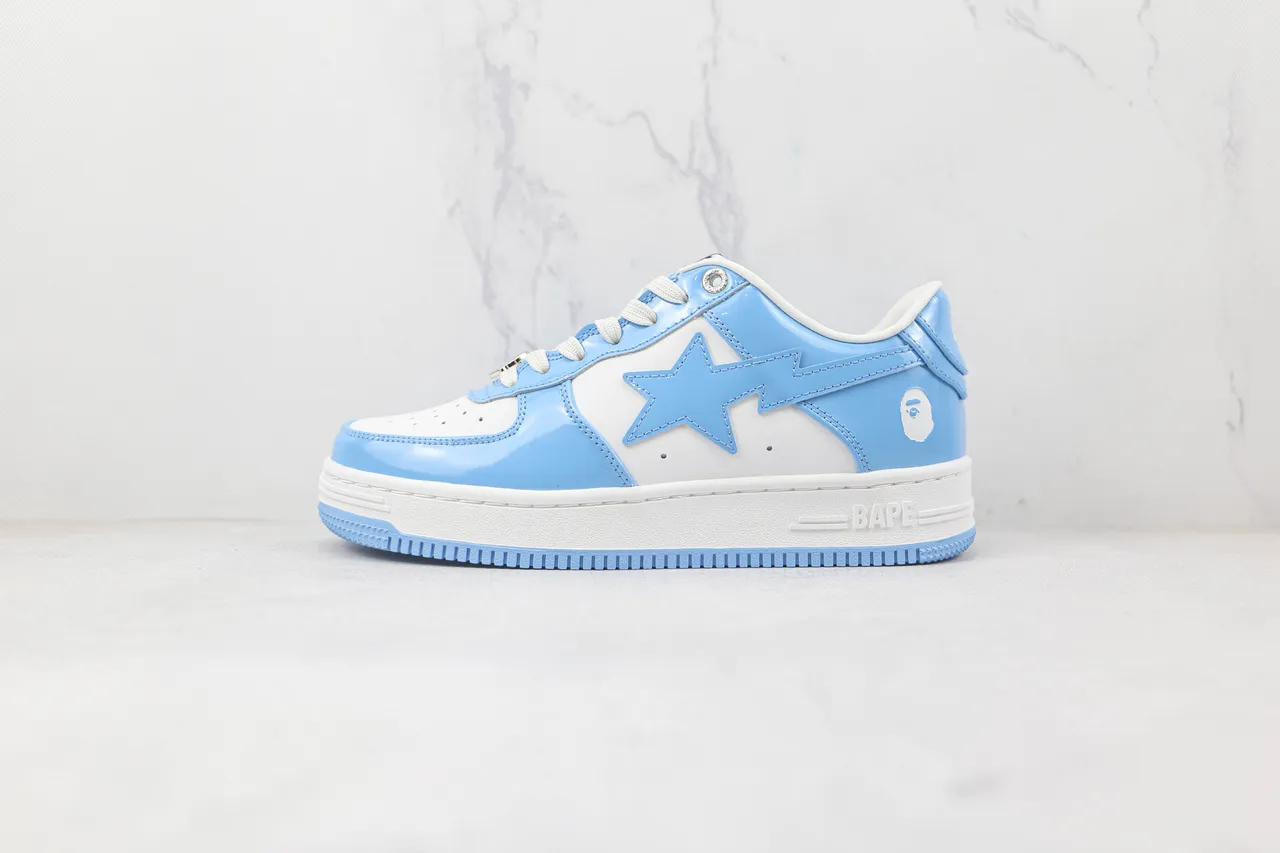 A Bathing Ape BAPE STA Sneakers lifestyle Bleu clair patent blanc 4