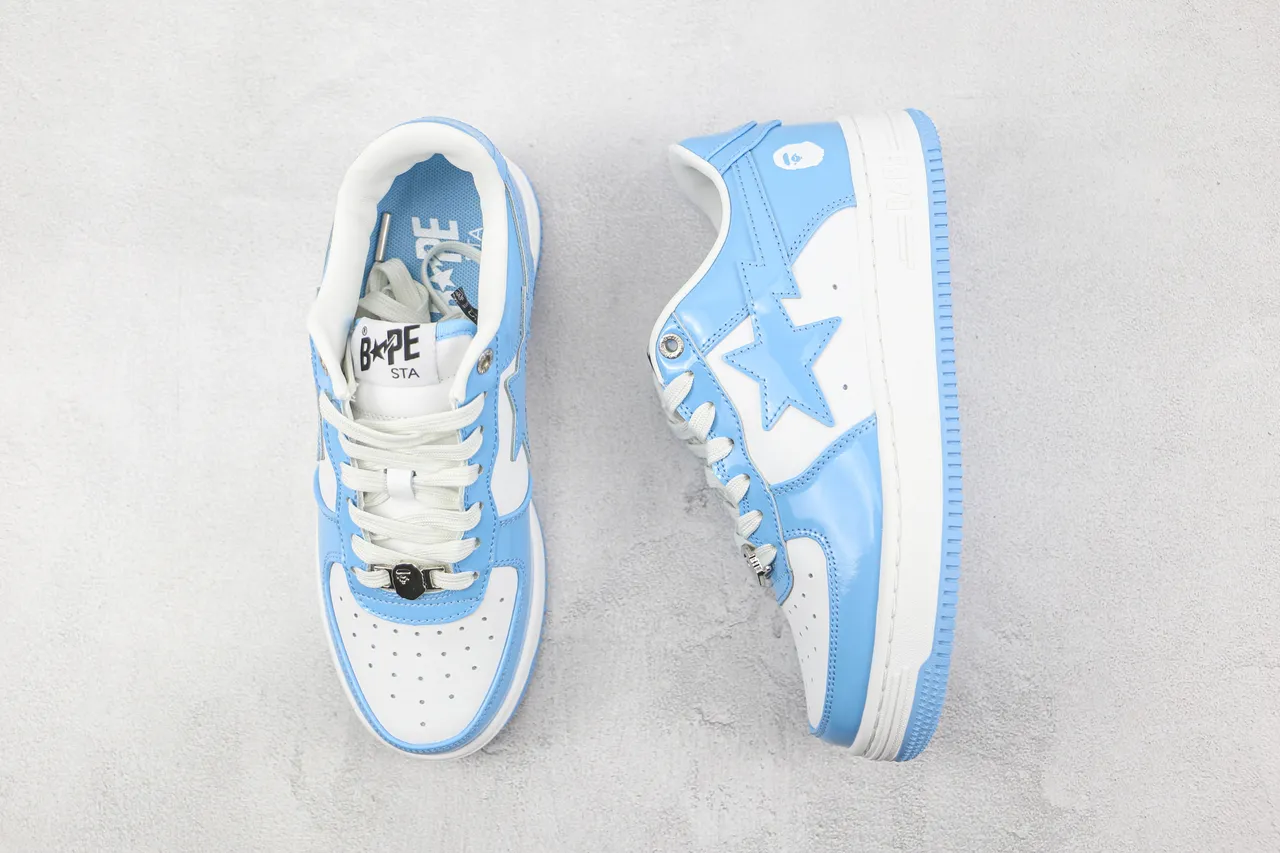 A Bathing Ape BAPE STA Sneakers lifestyle Bleu clair patent blanc 6