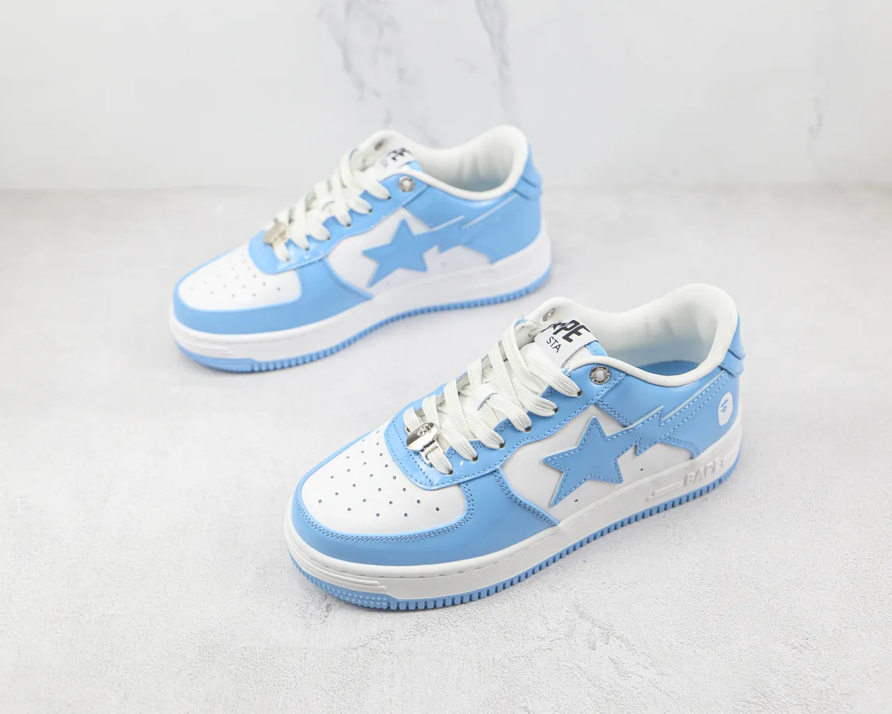A Bathing Ape BAPE STA Sneakers lifestyle Bleu clair patent blanc 7