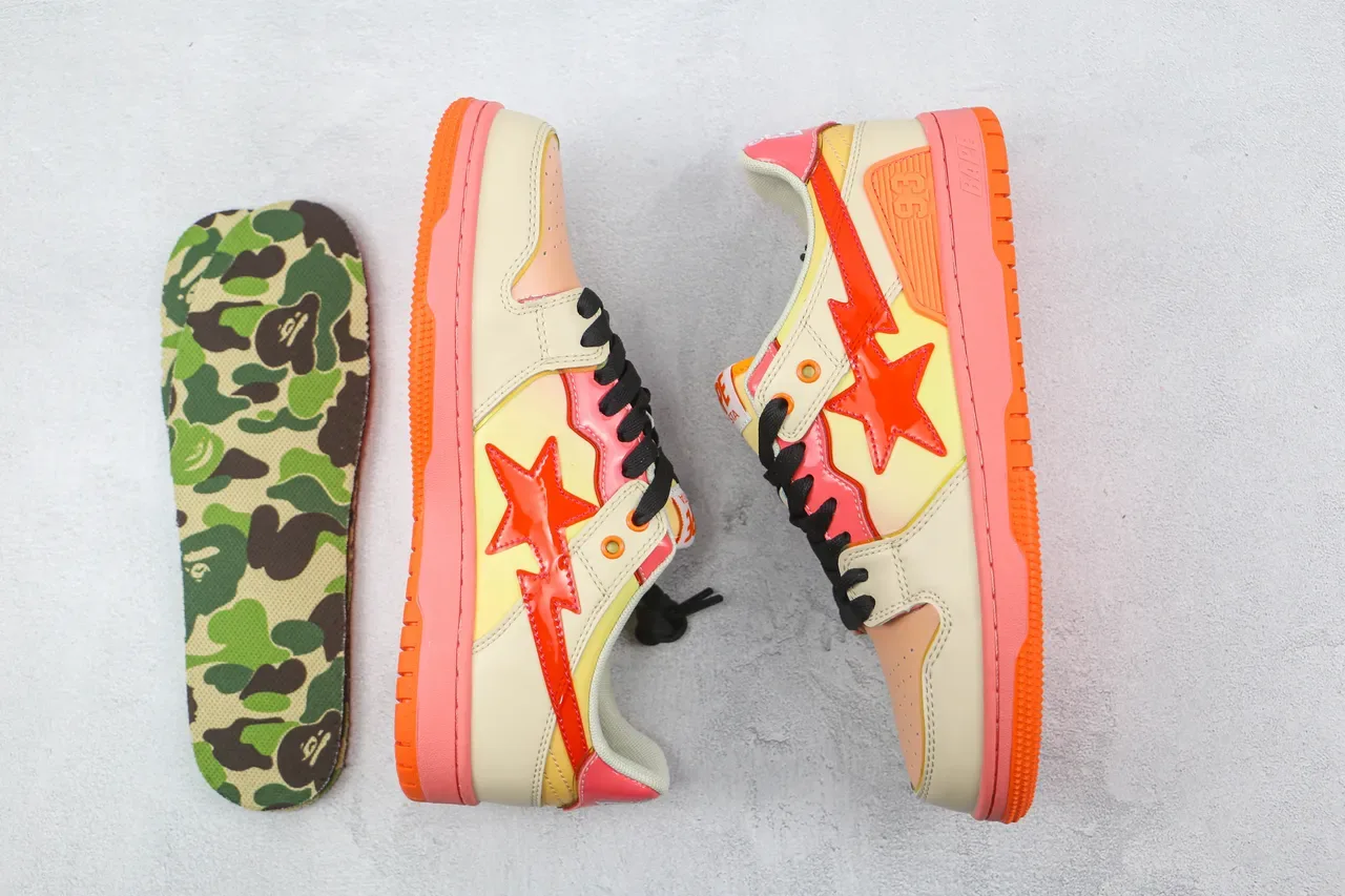 A Bathing Ape BAPE STA Star Lightning Beige Pink Orange Lifestyle Sneakers 2