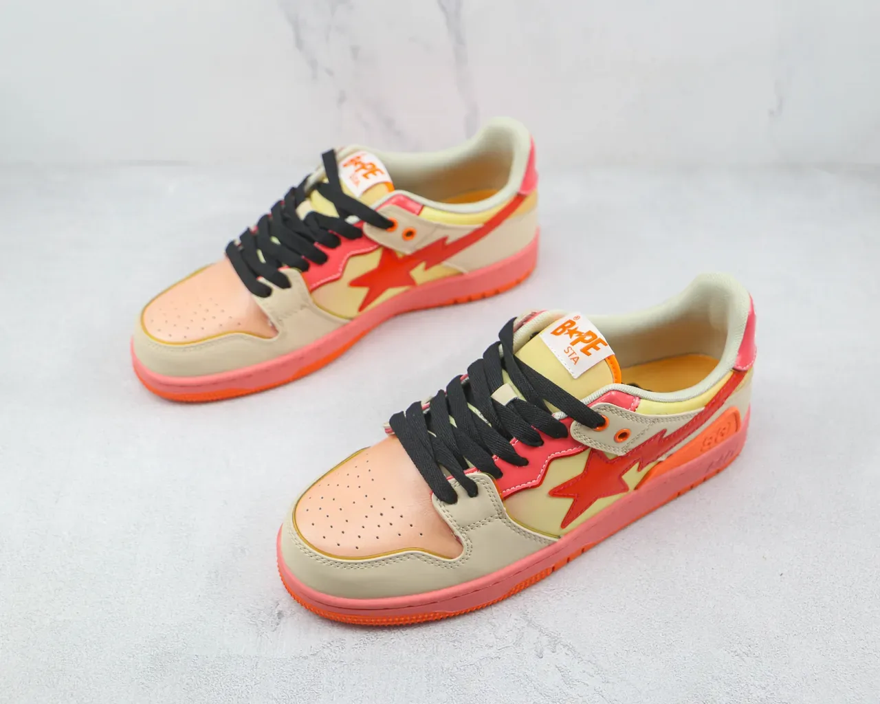 A Bathing Ape BAPE STA Star Lightning Beige Pink Orange Lifestyle Sneakers 4