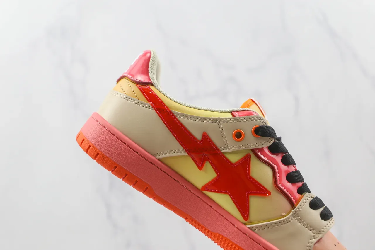 A Bathing Ape BAPE STA Star Lightning Beige Pink Orange Lifestyle Sneakers 5