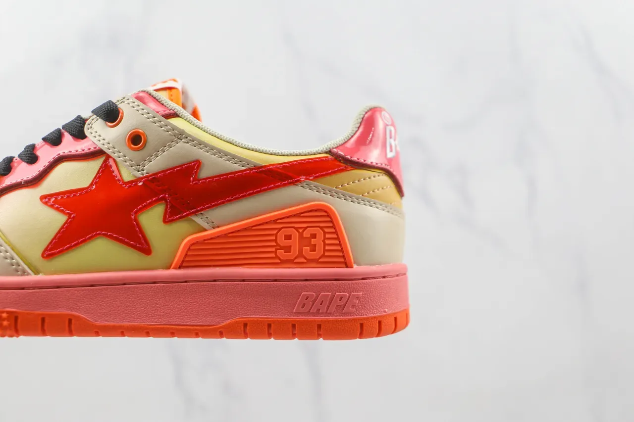 A Bathing Ape BAPE STA Star Lightning Beige Pink Orange Lifestyle Sneakers 7