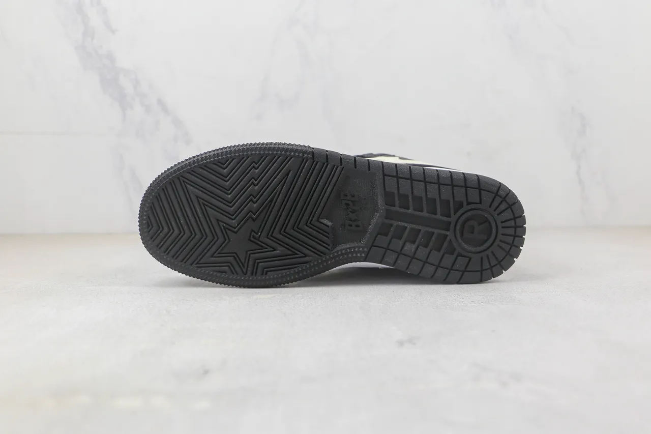 A Bathing Ape Black White Star-and-Lightning Logo ABC Camo Panel Skateboard Shoes 8