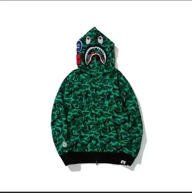 A Bathing Ape Shark Green Black Full-Zip Hood Hoodie 3
