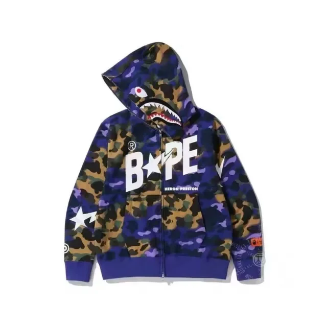 A Bathing Ape Shark Purple Multicolor Hood ABC Camo Print Hoodie 1