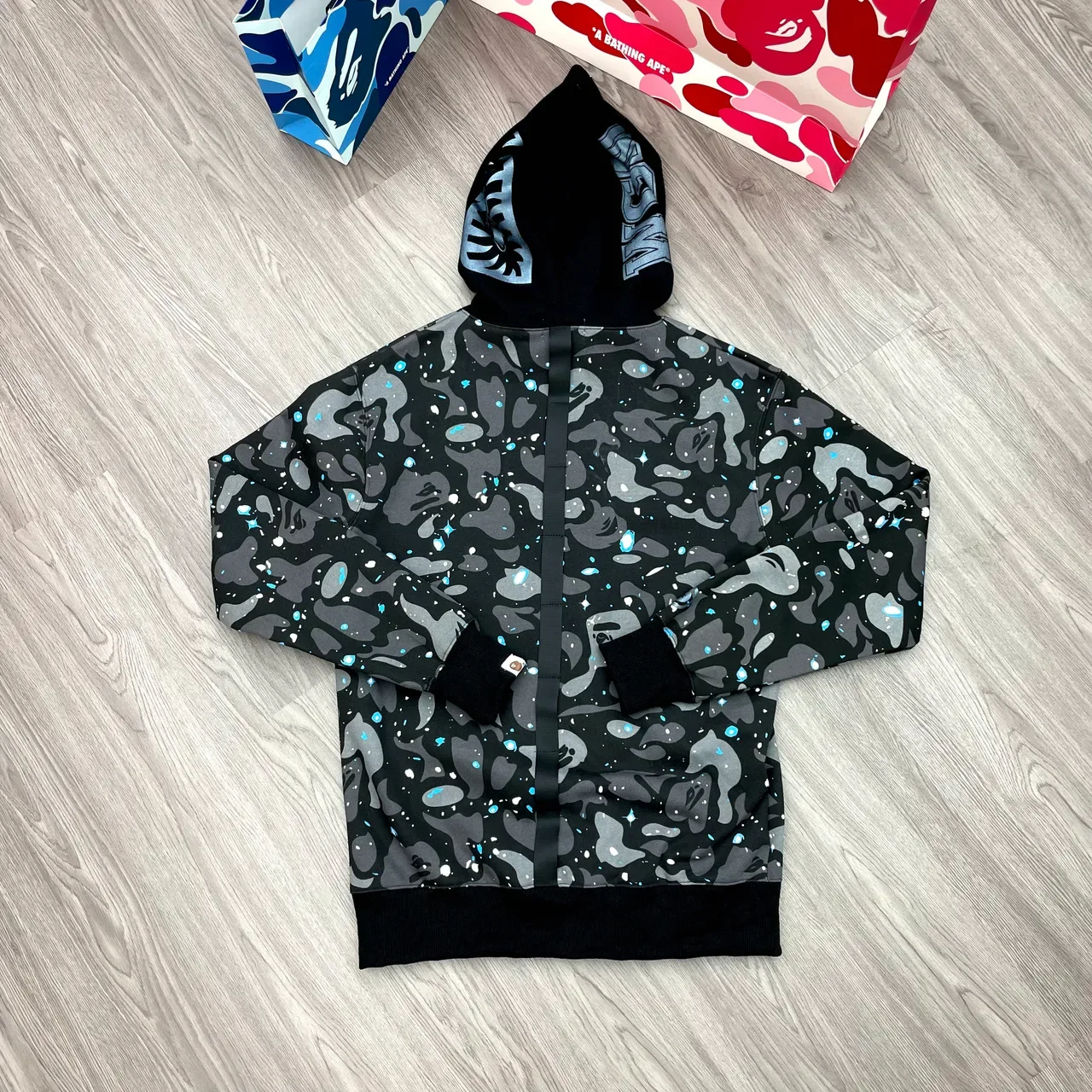 A Bathing Ape Shark White Gray Hood ABC Camo Print Hoodie 4