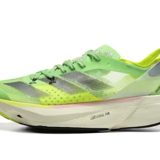 Adidas Adios Pro Vert Jaune Matière Mesh Ingénierée Supérieure Trois Rayures Superposition Synthétique Chaussures de Course