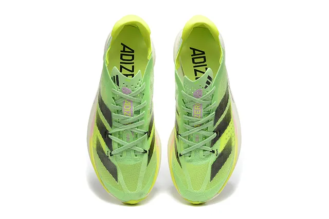 Adidas Adios Pro Vert Jaune Matière Mesh Ingénierée Supérieure Trois Rayures Superposition Synthétique Chaussures de Course 2