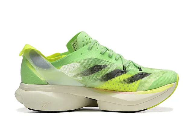 Adidas Adios Pro Vert Jaune Matière Mesh Ingénierée Supérieure Trois Rayures Superposition Synthétique Chaussures de Course 5