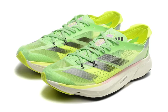 Adidas Adios Pro Vert Jaune Matière Mesh Ingénierée Supérieure Trois Rayures Superposition Synthétique Chaussures de Course 6