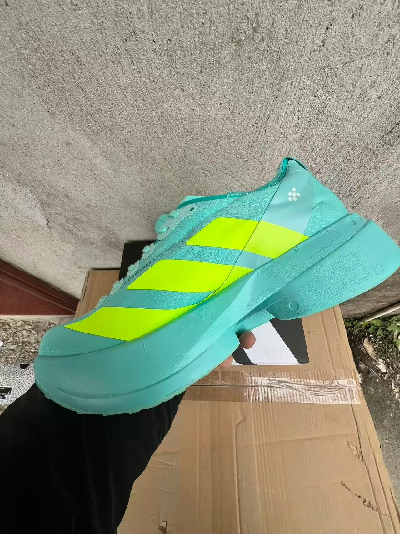 Adidas Adizero Adios Pro 4 Lightstrike Pro Cyan Neon Yellow Running Shoes 4