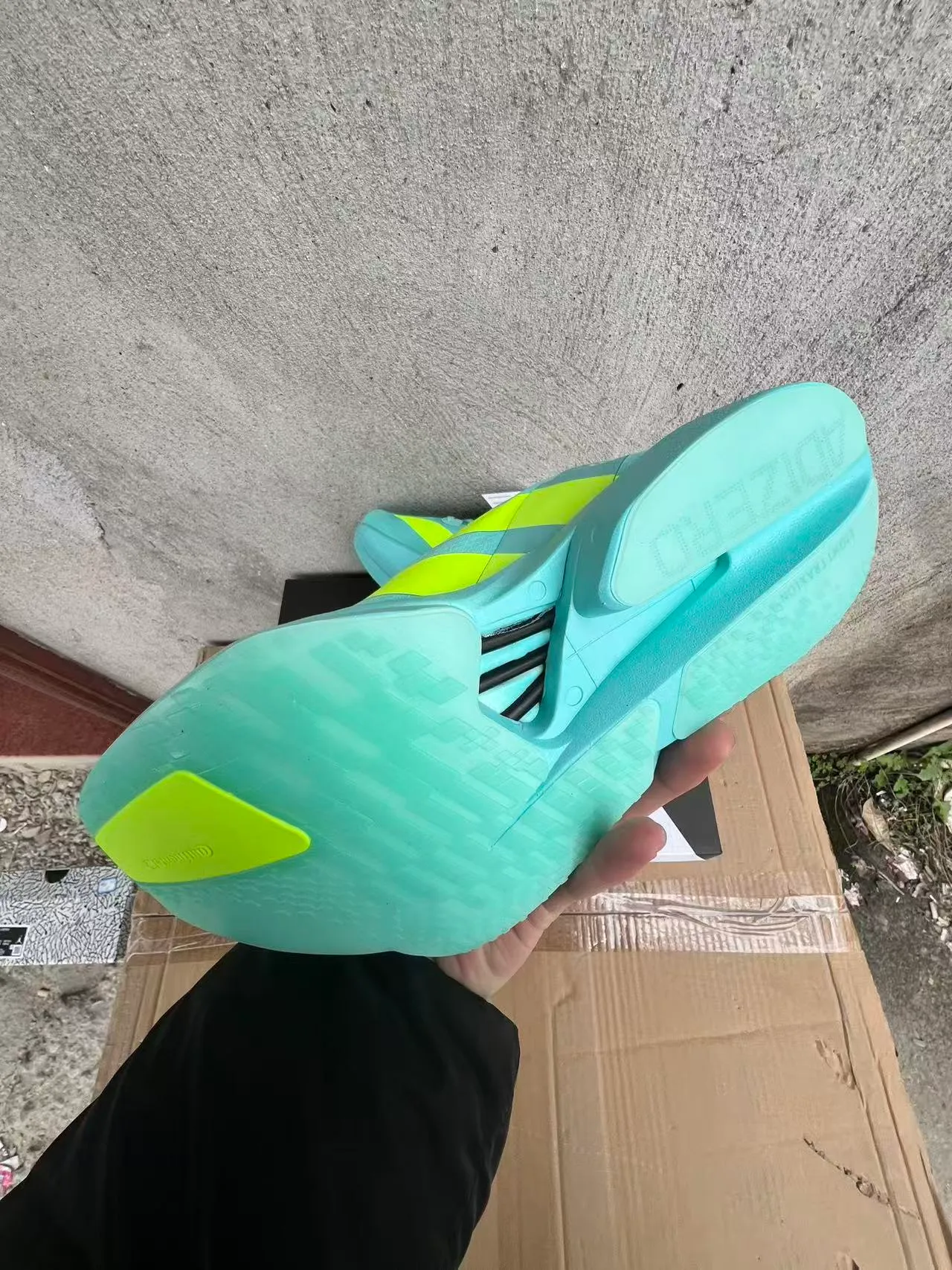 Adidas Adizero Adios Pro 4 Lightstrike Pro Cyan Neon Yellow Running Shoes 5
