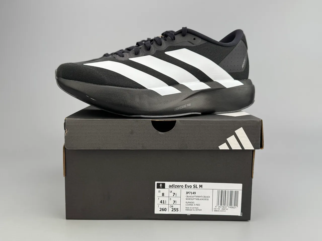 Adidas Adizero Evo SL Chaussures de course noires et blanches 4