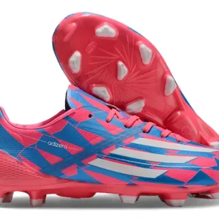 Adidas adizero Pink Blue Geometric Upper White Three-Stripe Branding Firm-Ground Soccer Shoes