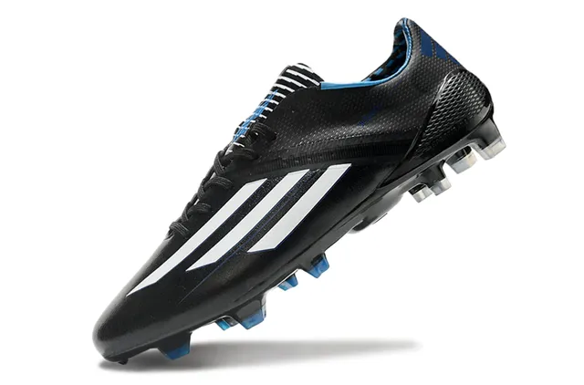 Adidas adizero Superior rosa y azul geométrico blanco tres tiras marca superficie firme zapatillas de fútbol 3