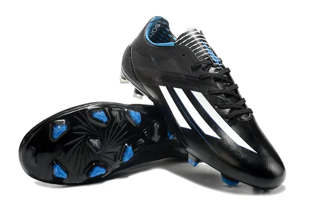 Adidas adizero Superior rosa y azul geométrico blanco tres tiras marca superficie firme zapatillas de fútbol 4