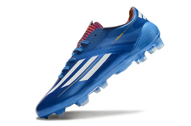 Adidas adizero Superior rosa y azul geométrico blanco tres tiras marca superficie firme zapatillas de fútbol 10