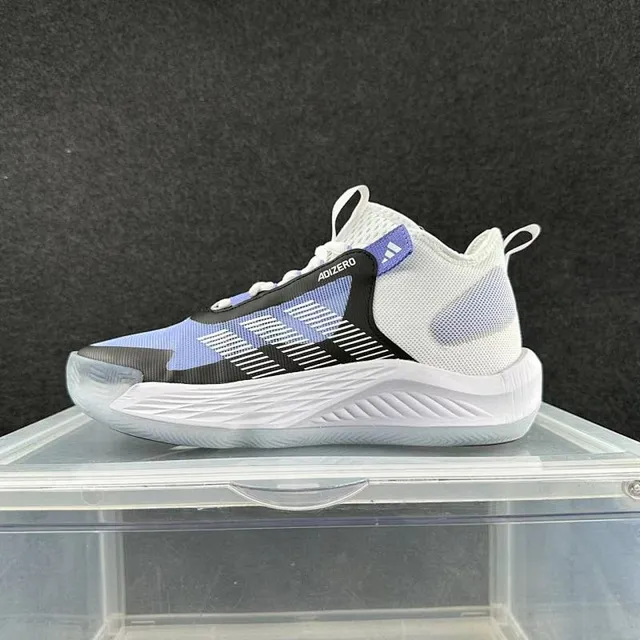 Adidas ADIZERO Chaussures de Basketball Blanches Violettes Noires 2