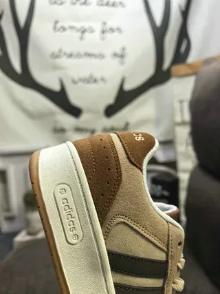 Adidas Beige Brown Low-Top Suede-Leather Mix Lifestyle Sneakers 3