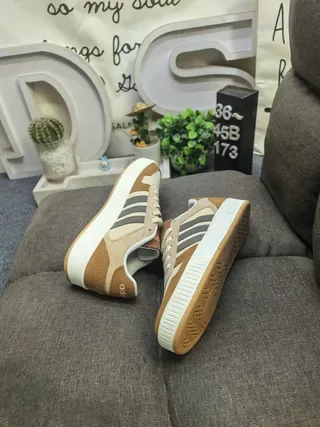 Adidas Beige Brown Low-Top Suede-Leather Mix Lifestyle Sneakers 6