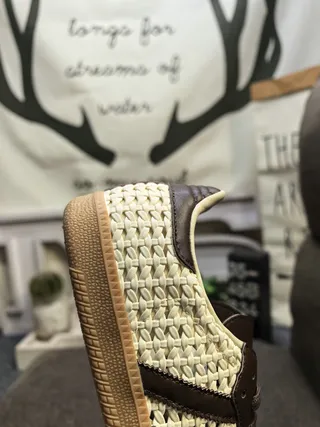 Adidas Beige Brown Woven Textile Upper Leather Stripes Lifestyle Sneakers 3