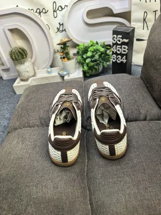 Adidas Beige Brown Woven Textile Upper Leather Stripes Lifestyle Sneakers 8