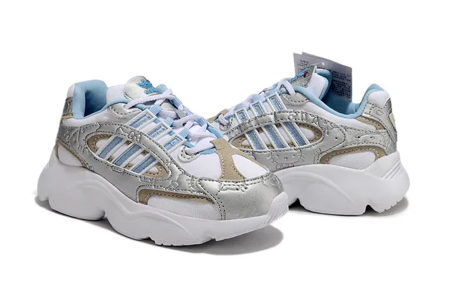 Adidas Beige Gray Midsole Layered Synthetic Overlays Chunky Sneakers 3