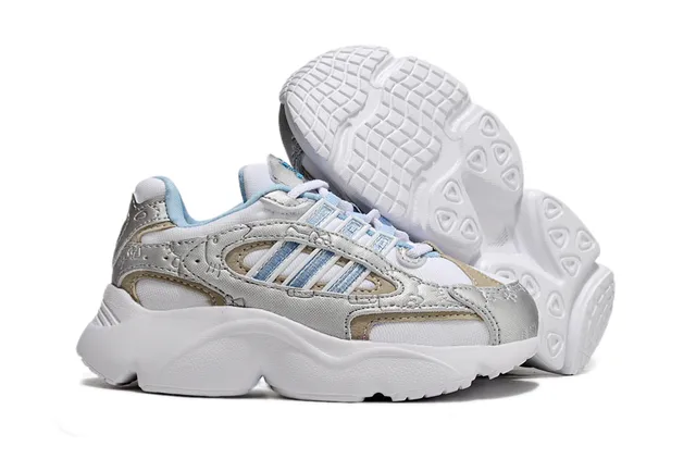 Adidas Beige Gray Midsole Layered Synthetic Overlays Chunky Sneakers 6