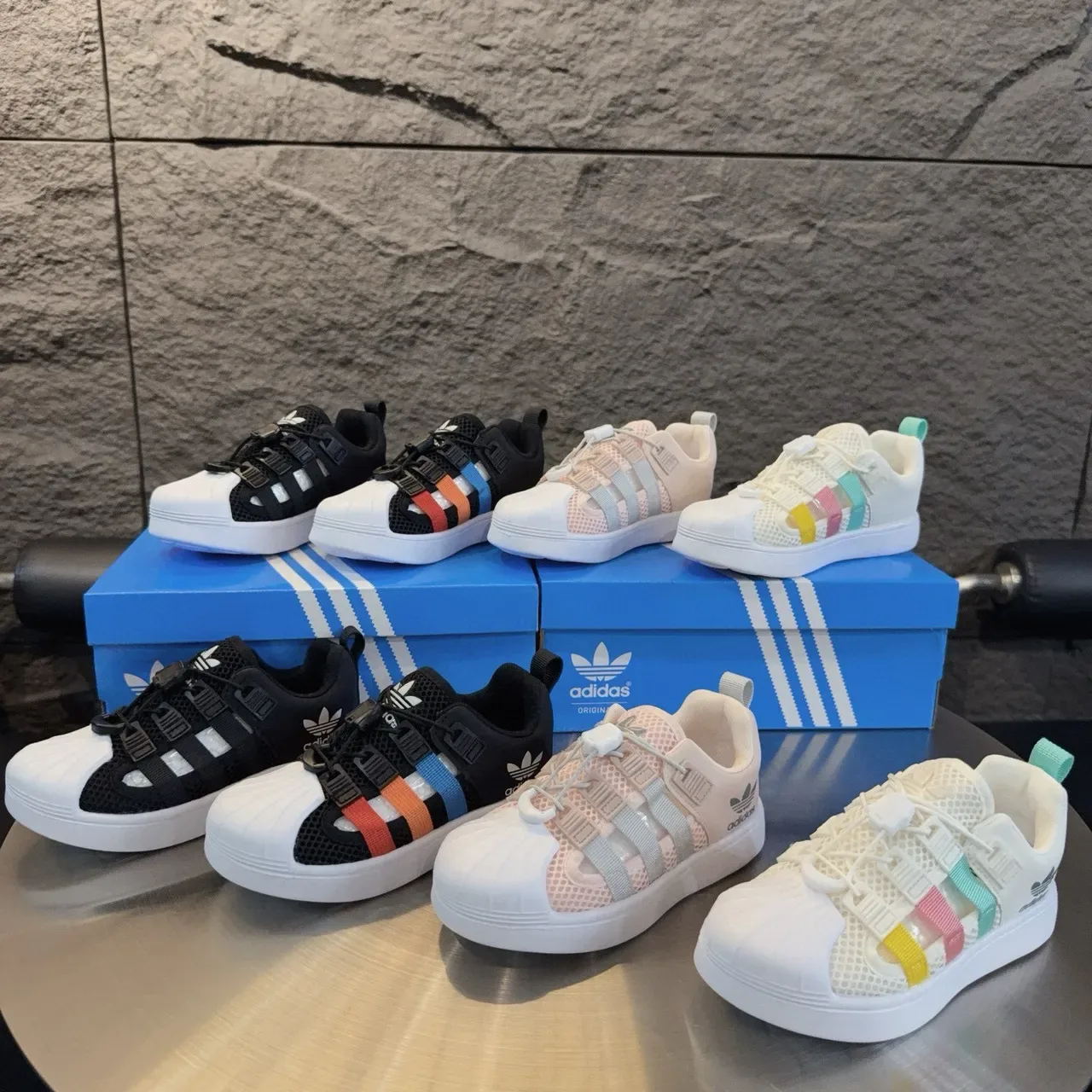 Adidas Beige Multicolor Shell-Toe Laceless Strap Closure Lifestyle Sneakers 3