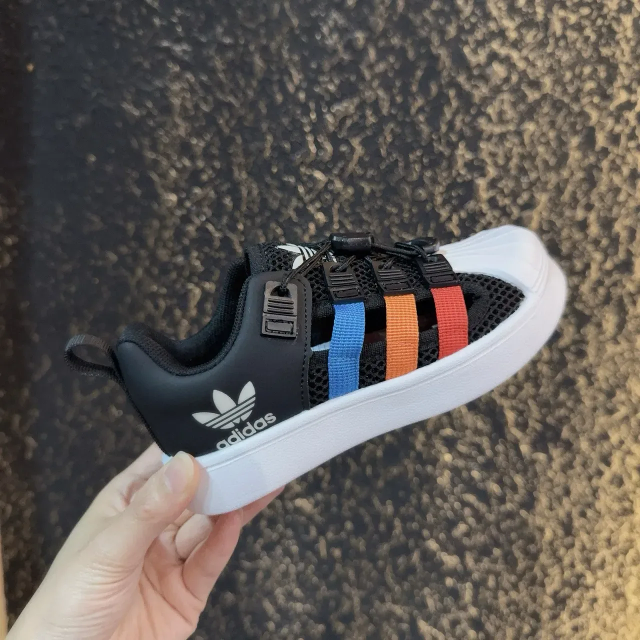 Adidas Beige Multicolor Shell-Toe Laceless Strap Closure Lifestyle Sneakers 13