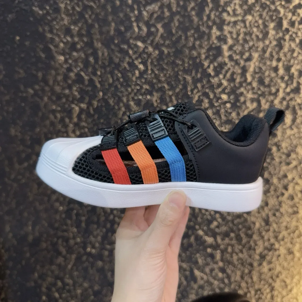 Adidas Beige Multicolor Shell-Toe Laceless Strap Closure Lifestyle Sneakers 14