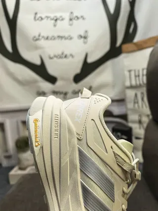 Adidas Beige Silver Off-White Mesh Upper Metallic Stripes Lifestyle Sneakers 3