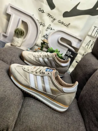 Adidas Beige White Suede Upper Three-Stripe Side Panel Lifestyle Sneakers 7