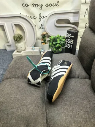 Adidas Black Beige Laceless Velcro Closure Three-Stripe Side Panel Lifestyle Sneakers 6