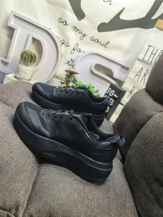 Adidas Black Chunky Platform Sole Monochrome Lifestyle Sneakers 7