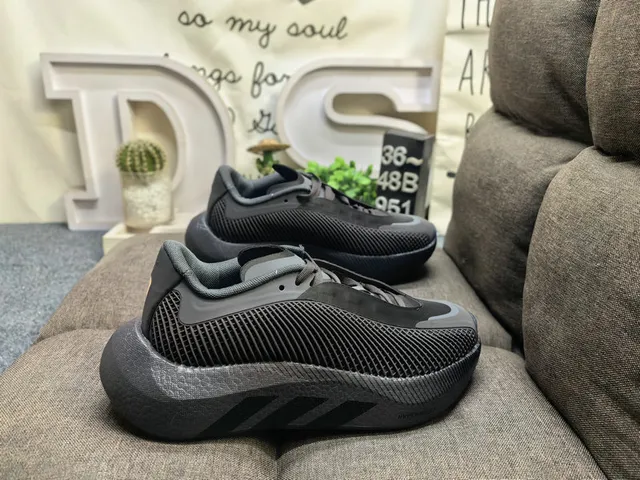 Adidas Black Engineered Mesh Upper Sculpted Monochrome Midsole Lifestyle Sneakers 21