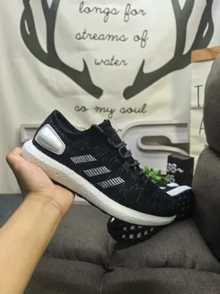 Adidas Black Gray Knit Upper Three-Stripe Side Panel Lifestyle Sneakers 13