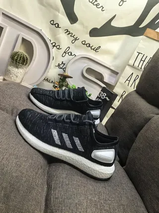 Adidas Black Gray Knit Upper Three-Stripe Side Panel Lifestyle Sneakers 15