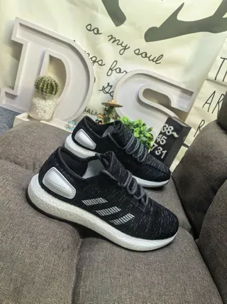 Adidas Black Gray Knit Upper Three-Stripe Side Panel Lifestyle Sneakers 17
