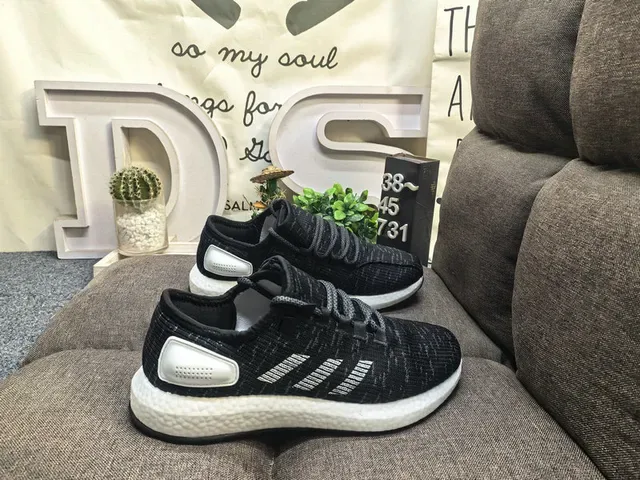 Adidas Black Gray Knit Upper Three-Stripe Side Panel Lifestyle Sneakers 19