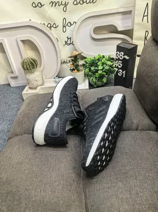 Adidas Black Gray Knit Upper Three-Stripe Side Panel Lifestyle Sneakers 23