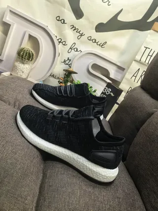 Adidas Black Gray Knit Upper Three-Stripe Side Panel Lifestyle Sneakers 24