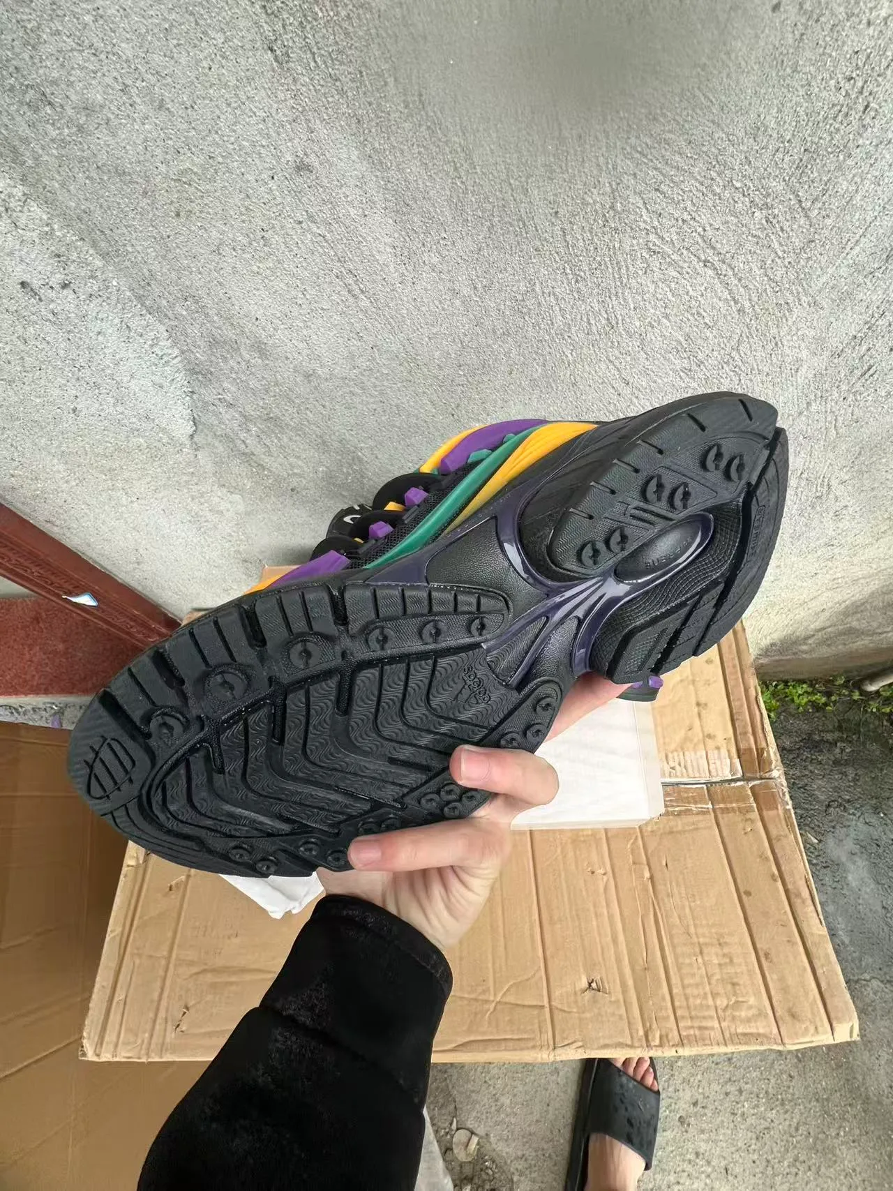 Adidas Black Multicolor Sole Multi-Color Layered Cage Chunky Sneakers 6