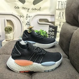 Adidas Black Orange Knit Sock-Fit Upper Three-Stripe Side Branding Lifestyle Sneakers