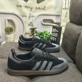 Adidas Black Silver Crystal-Embellished Low-Top Lifestyle Sneakers