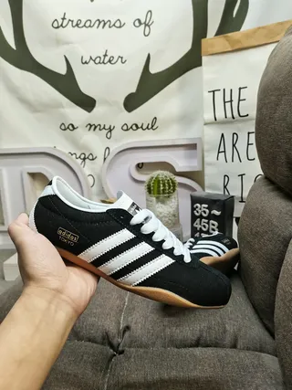 Adidas Black White Canvas Upper Three Stripes Lifestyle Sneakers 5