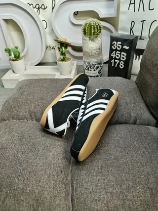 Adidas Black White Canvas Upper Three Stripes Lifestyle Sneakers 6
