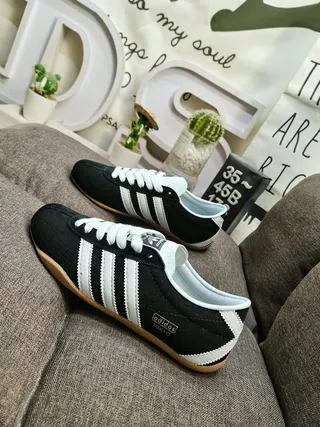 Adidas Black White Canvas Upper Three Stripes Lifestyle Sneakers 7